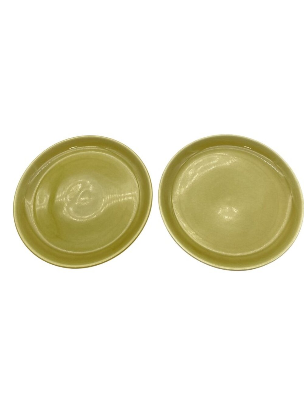 2 Russel Wright MCM Chartreuse Green 6" Bread Plates Steubenville READ
